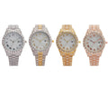 Hot Sale Four Different Colors Alloy with Bling Rhinestone Hip Hop Roman Scale & Calendar Iced Out Quartz Watch