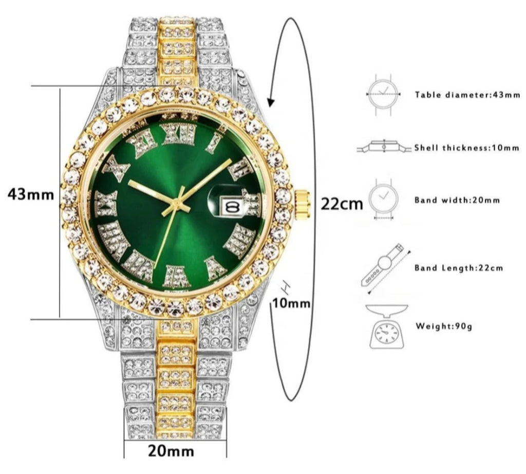 Bling Rhinestones Hip Hop Round Quartz Watch