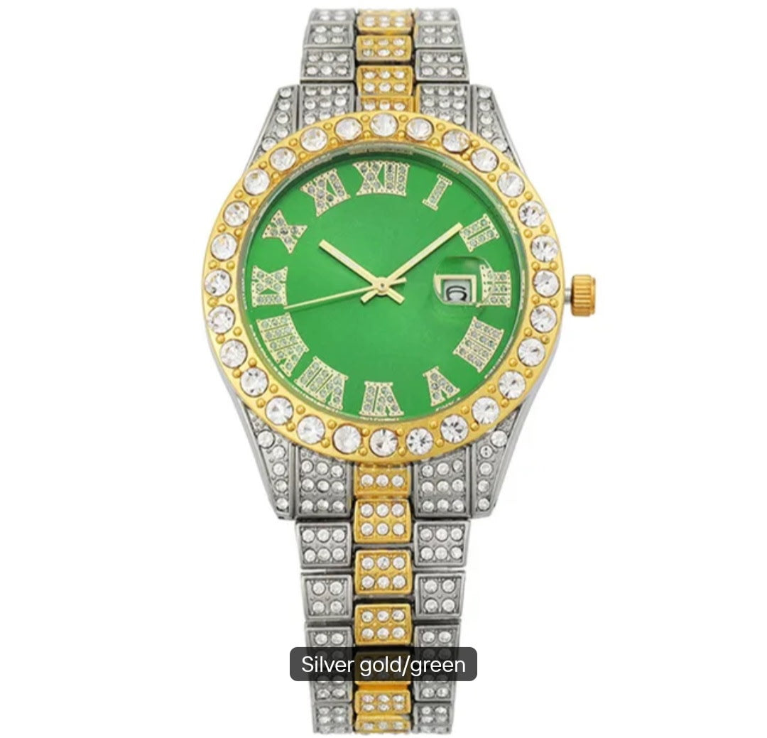 Bling Rhinestones Hip Hop Round Quartz Watch