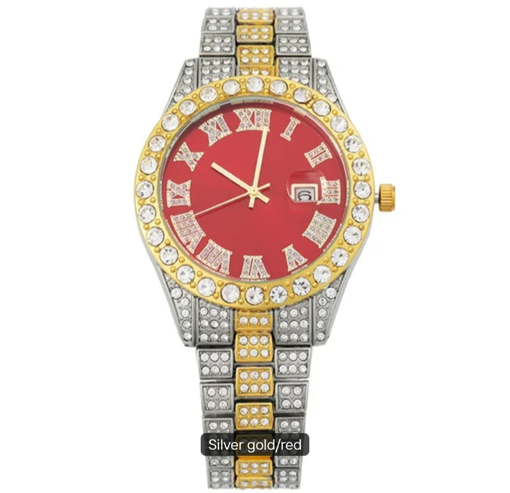 Bling Rhinestones Hip Hop Round Quartz Watch