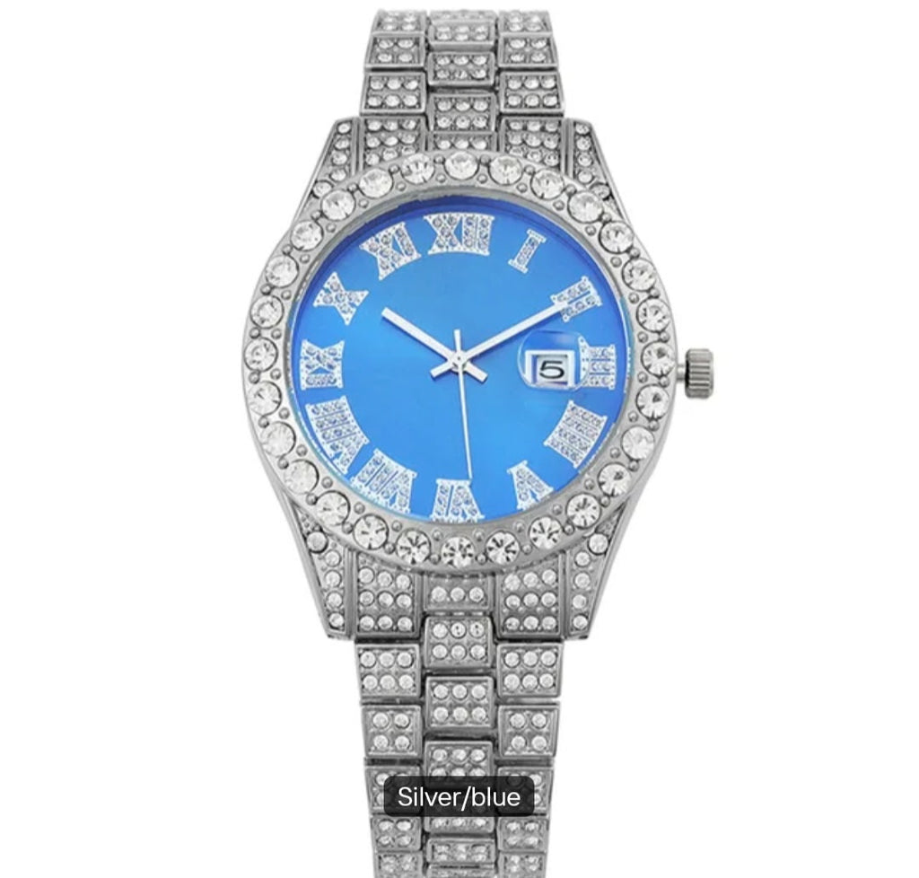 Luxury Bling Rhinestones Hip Hop Round Quartz Watch