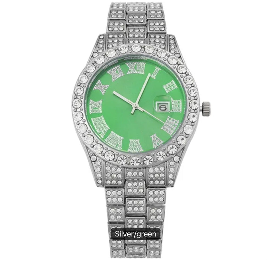 Luxury Bling Rhinestones Hip Hop Round Quartz Watch