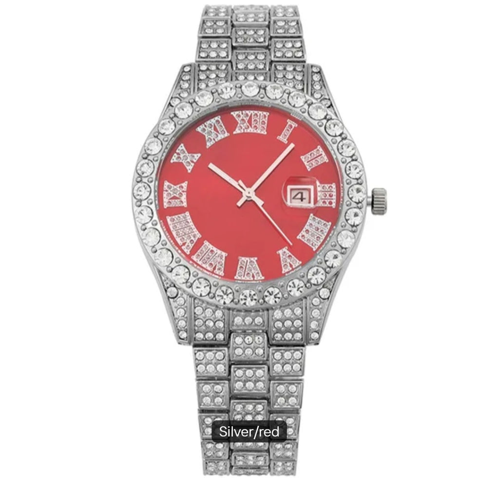 Luxury Bling Rhinestones Hip Hop Round Quartz Watch