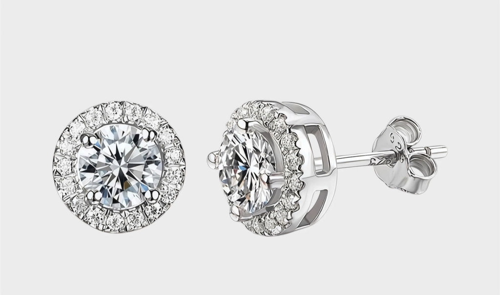 Halo Moissanite Earrings