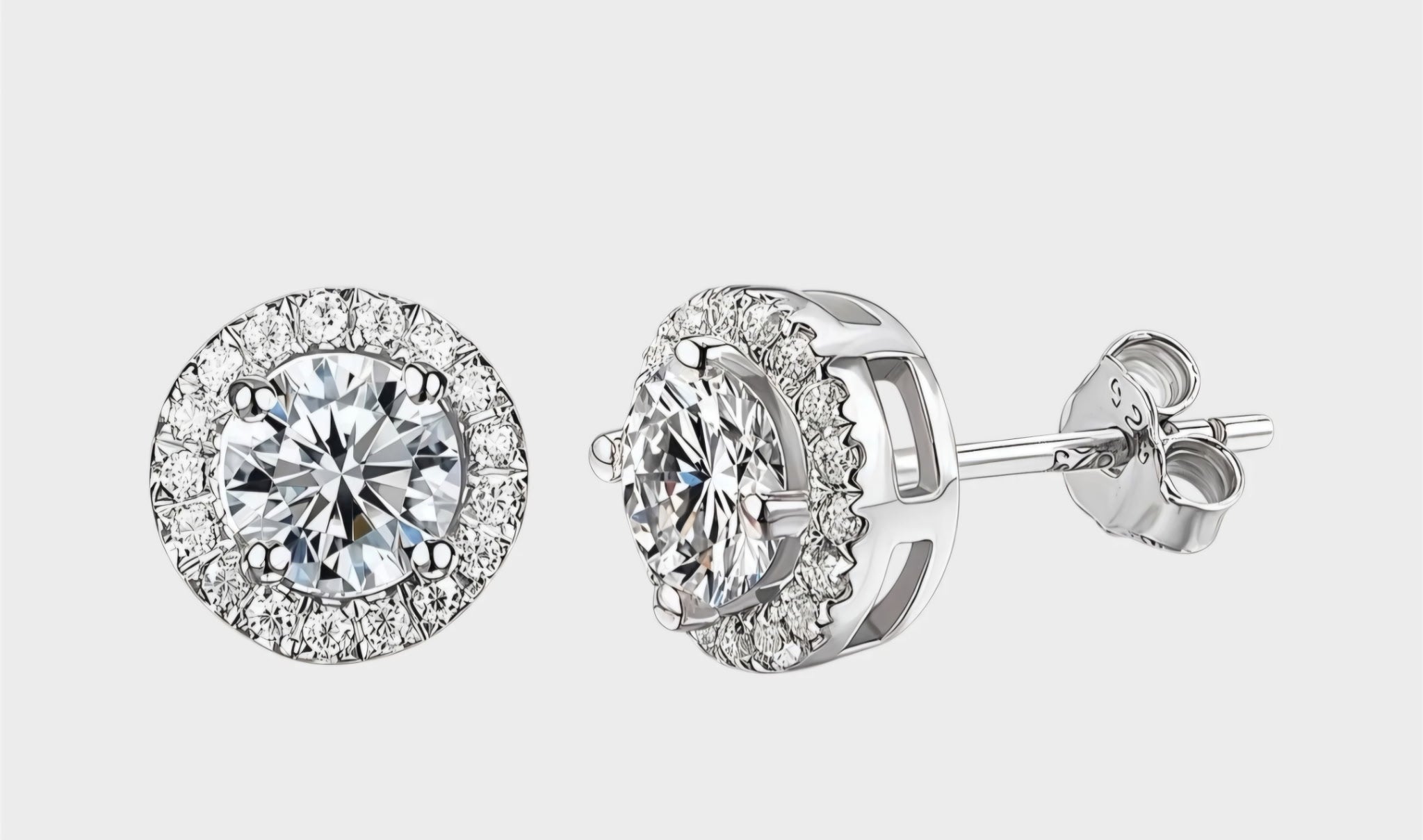 Halo Moissanite Earrings