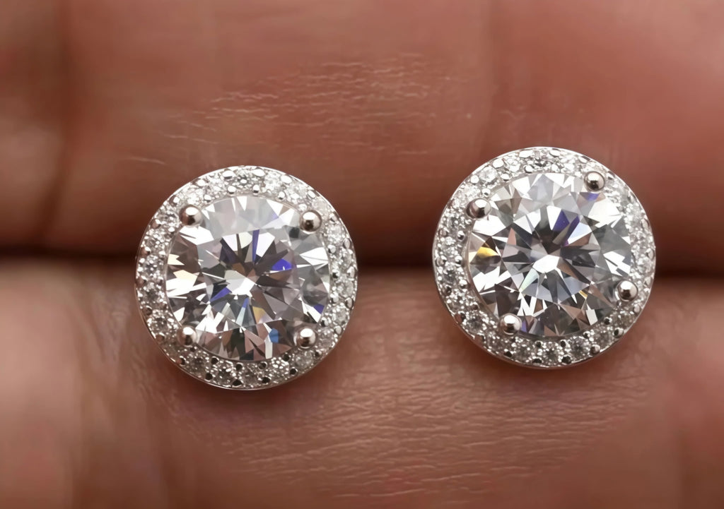 Halo Moissanite Earrings
