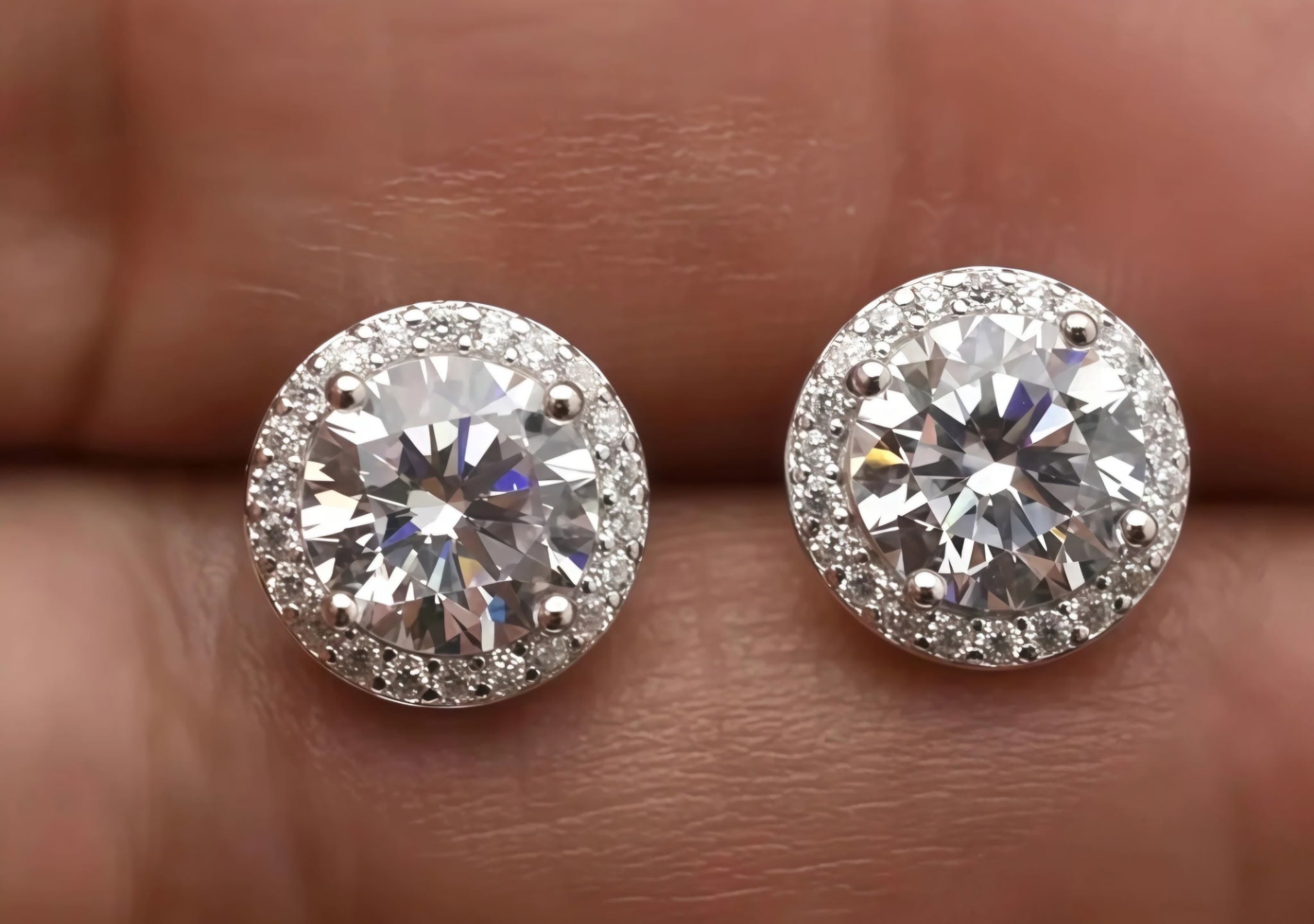Halo Moissanite Earrings