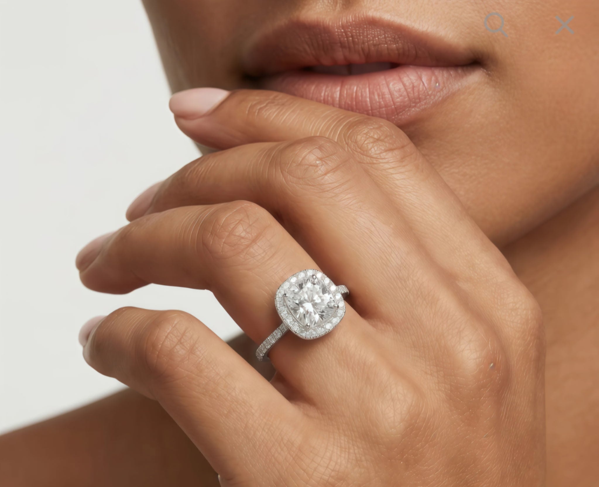 Moissanite Square Halo Ring