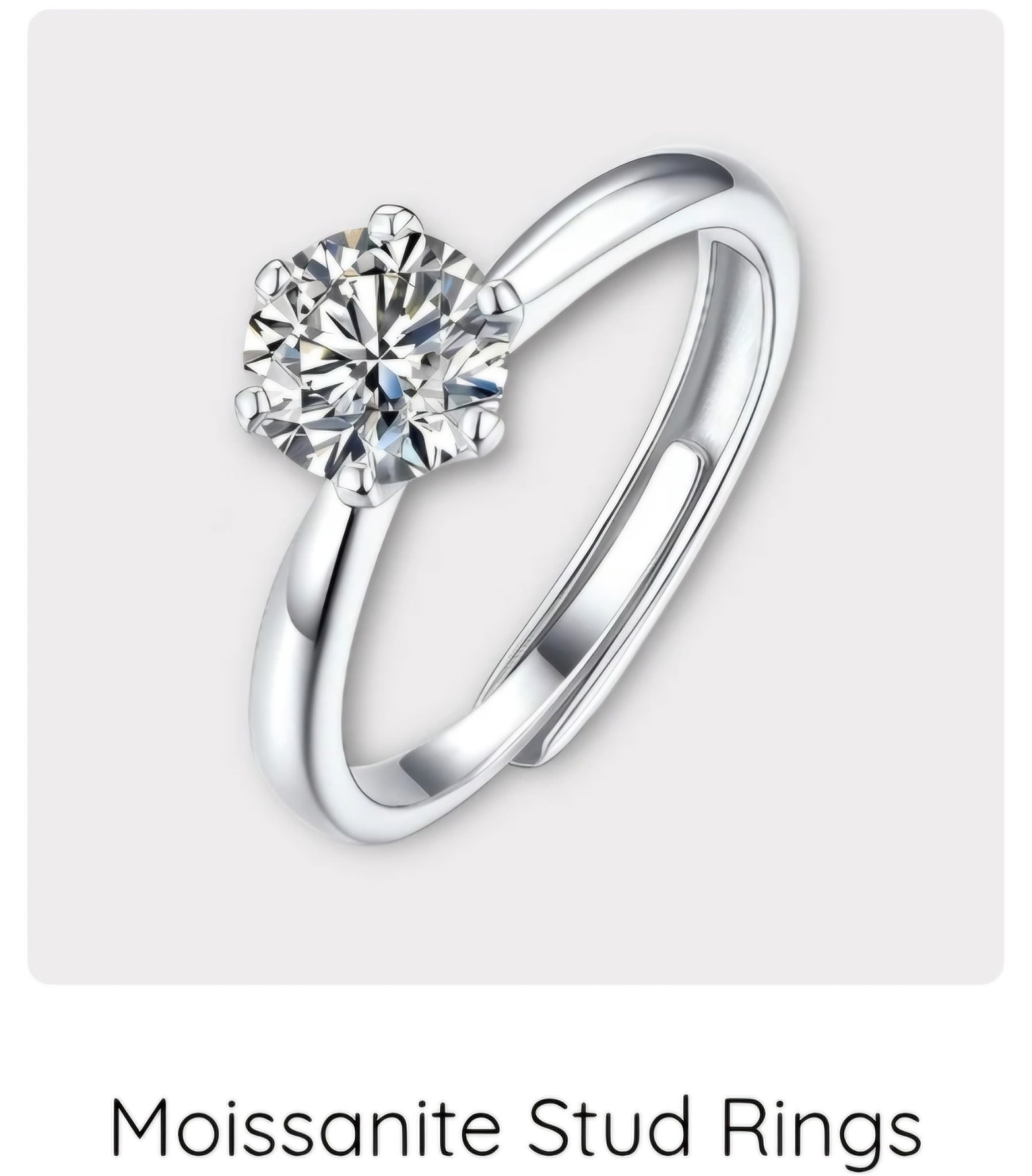 Moissanite Stud Ring